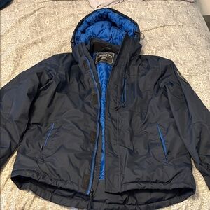Men's Winter Navy Blue Hooded Jacket - HFX Brand - Adult Medium